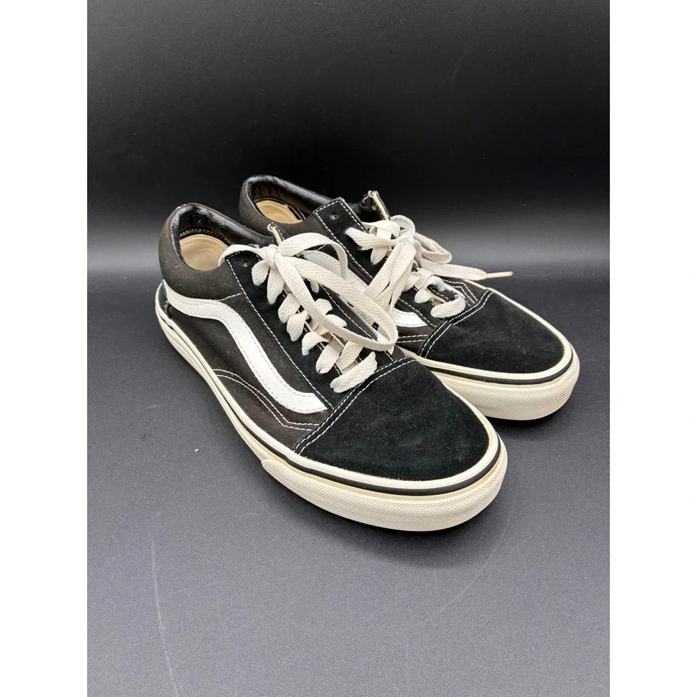 Vans Old Skool Black White Suede Canvas Skate‎ Sneakers Mens 6.5 Womens 8.0